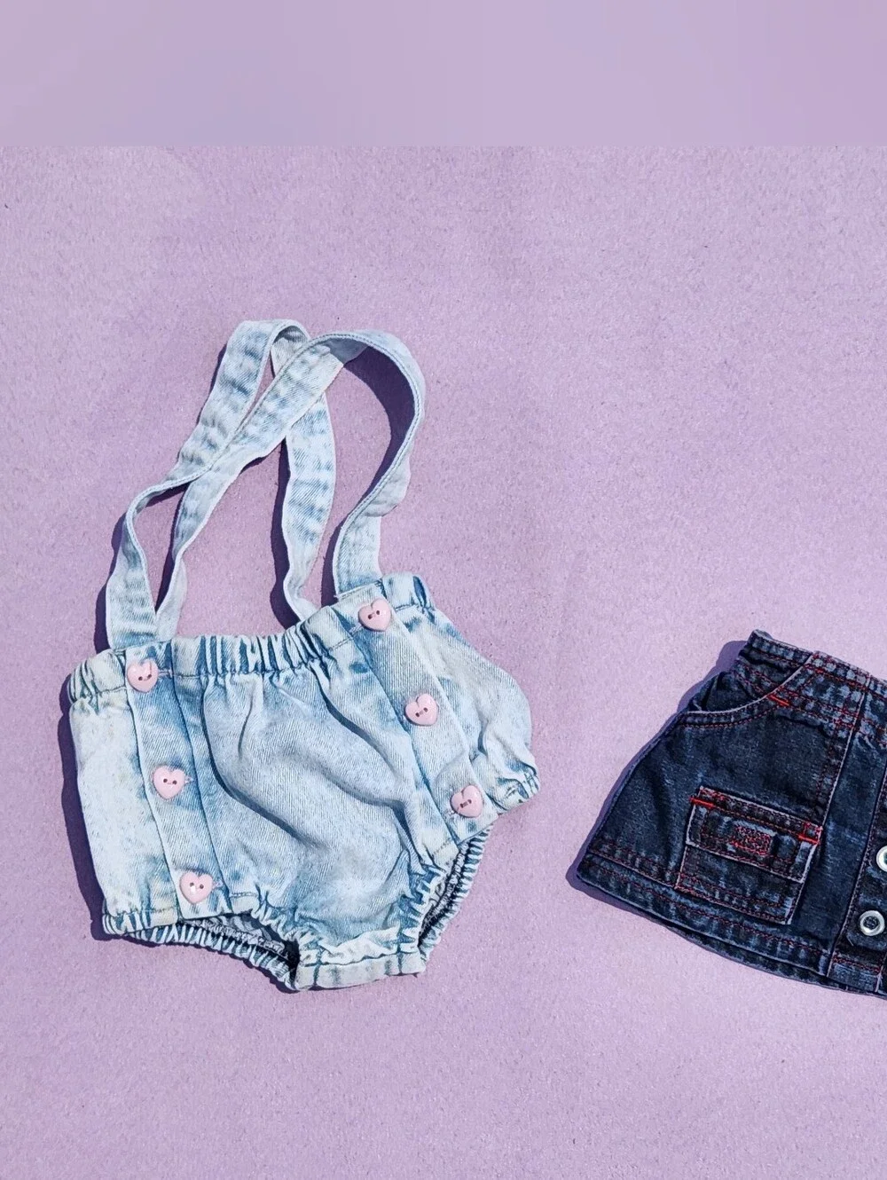 Vintage y2k Baby Girl 0-3m Denim Bloomer Skort Bundle of 2 Hopscotch Old Navy